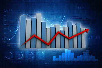 3d rendering Stock market online business concept. business Graph 