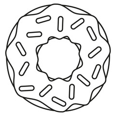 Line art black and white donut