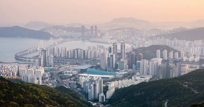 Busan, South Korea aerial view timelapse