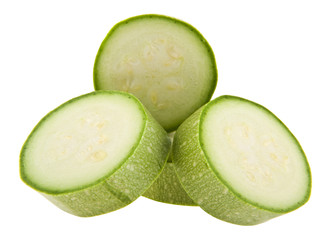 cut vegetable marrows isolated on white background