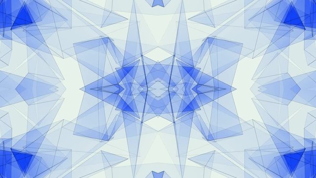 abstract symmetrical BLUE polygon shape net shiny cloud animation background new quality dynamic technology motion colorful video footage
