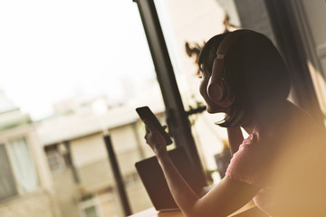 woman listening music