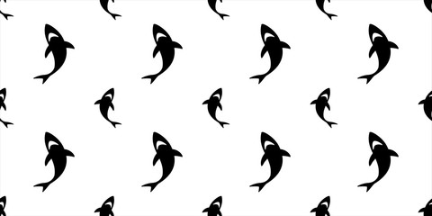 Naklejka premium shark seamless pattern vector fin dolphin whale isolated ocean wave island wallpaper background