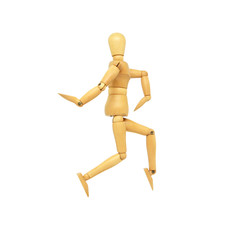 Wooden Manikin Action Model Human on a white background and Clipping path.