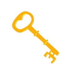 Sceleton golden key. Symbol of openness or knowledge . Key icon. Colored flat vector illustration. Isolated on white background.