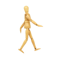 Wooden Manikin Action Model Human on a white background and Clipping path.