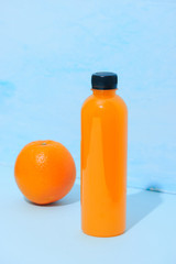 Fresh natural orange juice on table. Healthy drink.