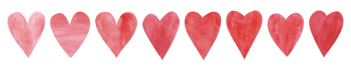 Hand drawn red watercolor heart on white isolated background. Concept. Collage