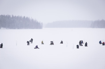 Ice fishing competition. Sotkamo, Finland.