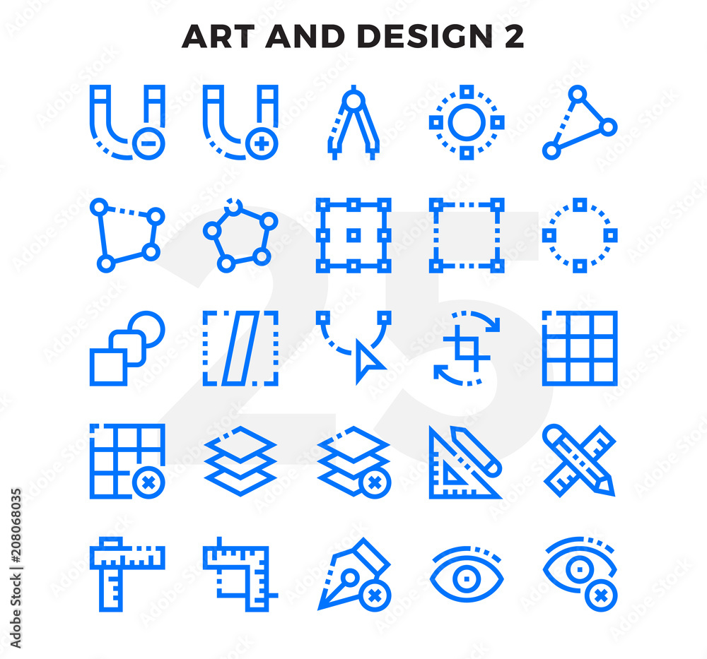 Poster dashed outline icons pack for ui. pixel perfect thin line vector icon set for web design and website