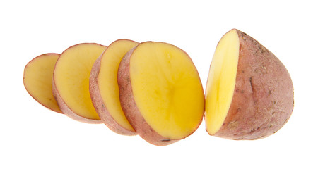 cut potatoes isolated on white background