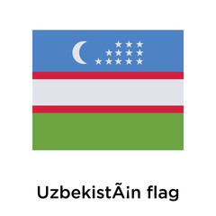 UzbekistÃ¡n flag icon vector sign and symbol isolated on white background, UzbekistÃ¡n flag logo concept