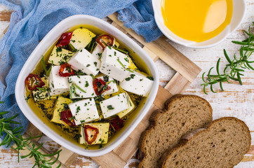 Traditional white cheese slices