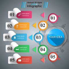 3D infographic design template and marketing icons.