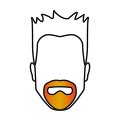 Man with colored beard, male head with colorful face fungus style, multicolor treated beard, guy crop concept, vector illustration