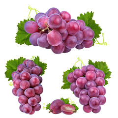 Fresh grapes isolated on white background with clipping pass