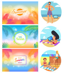 Hello Summer Party 2017 Set Vector Illustration