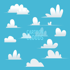 Cartoon clouds on blue background