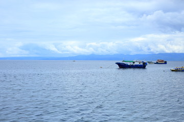Town, street, shops village view of Ternate Island, Indonesia 
