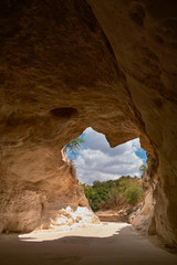 Looking out of a cave 