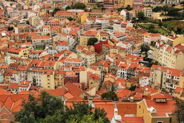 Fototapeta na wymiar Panoramic of Lisbon city from the Castle of San Jorge