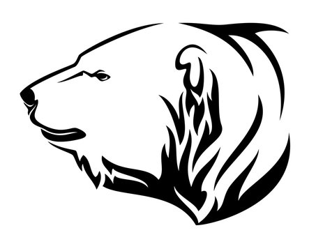 polar bear (ursus maritimus) profile head - black and white animal vector design