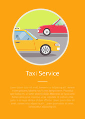 Taxi Service Sign and Text Isolated on Yellow