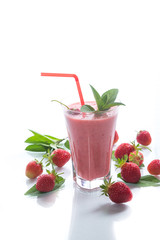 strawberry fresh sweet smoothies in a glass