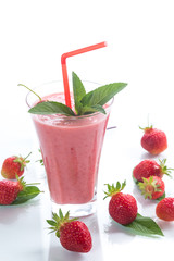 strawberry fresh sweet smoothies in a glass