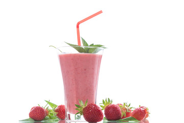 strawberry fresh sweet smoothies in a glass