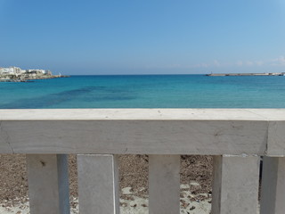 Balcony view of the sea and coastline in Otranto, Southern Italy