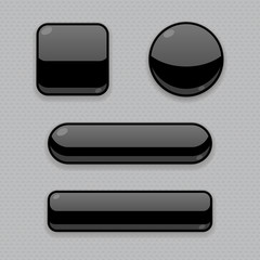 Black buttons. 3d web icons on gray background