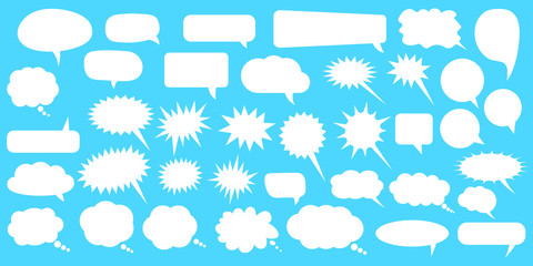 Vector set of speech bubbles. Blank empty white speech bubbles. Cartoon balloon word design.