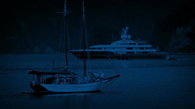 Yachts In The Bay At Night
