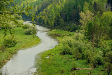 Fototapeta na wymiar River in Akkem Valley in Altai Mountains Natural Park, surroundings of Belukha Mountain