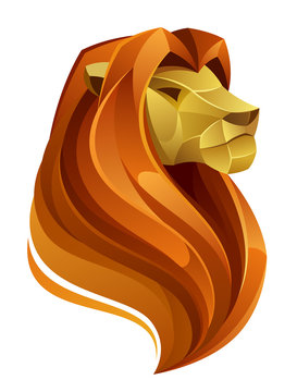 Lion head on a white background