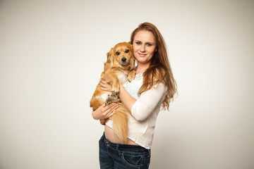 Frau mit Lieblings Hund