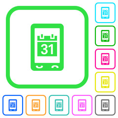 Mobile organizer vivid colored flat icons