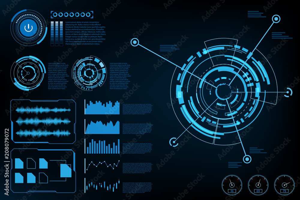 Fototapete abstract technology futuristic interface.element of digital ui.vector and illustration