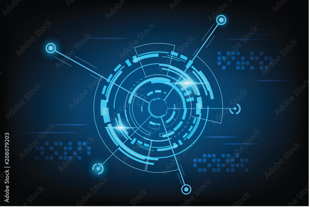 Fototapete abstract technology futuristic interface.element of digital ui.vector and illustration