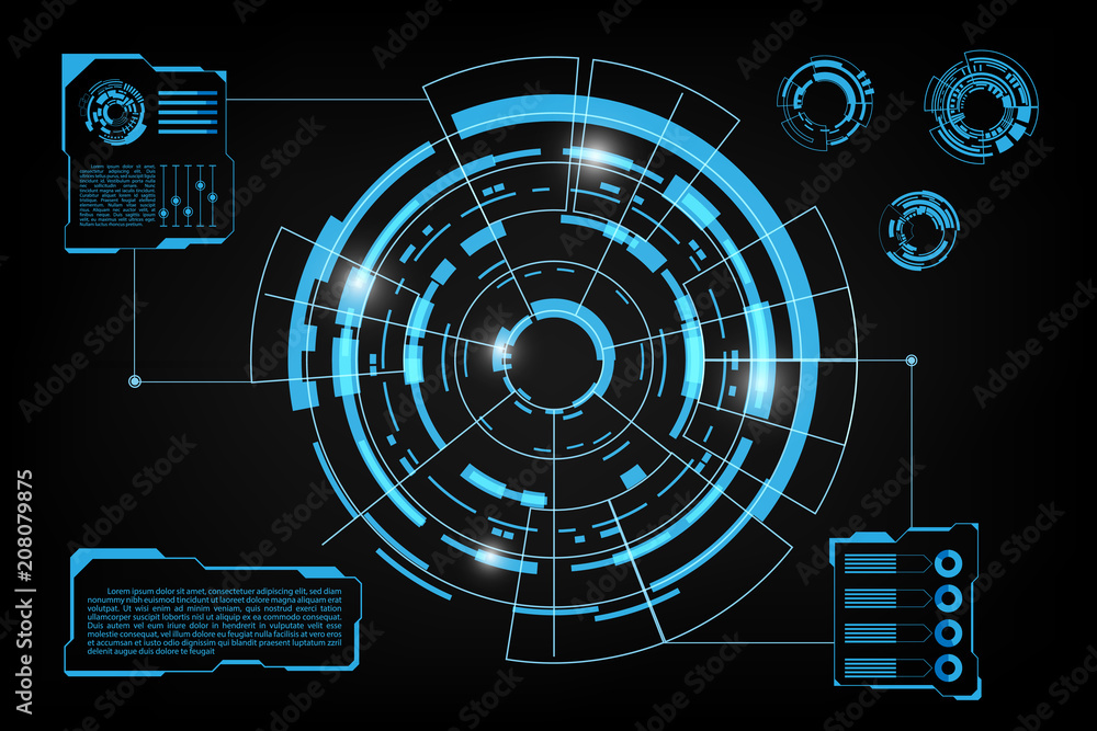 Fototapete abstract technology futuristic interface.element of digital ui.vector and illustration