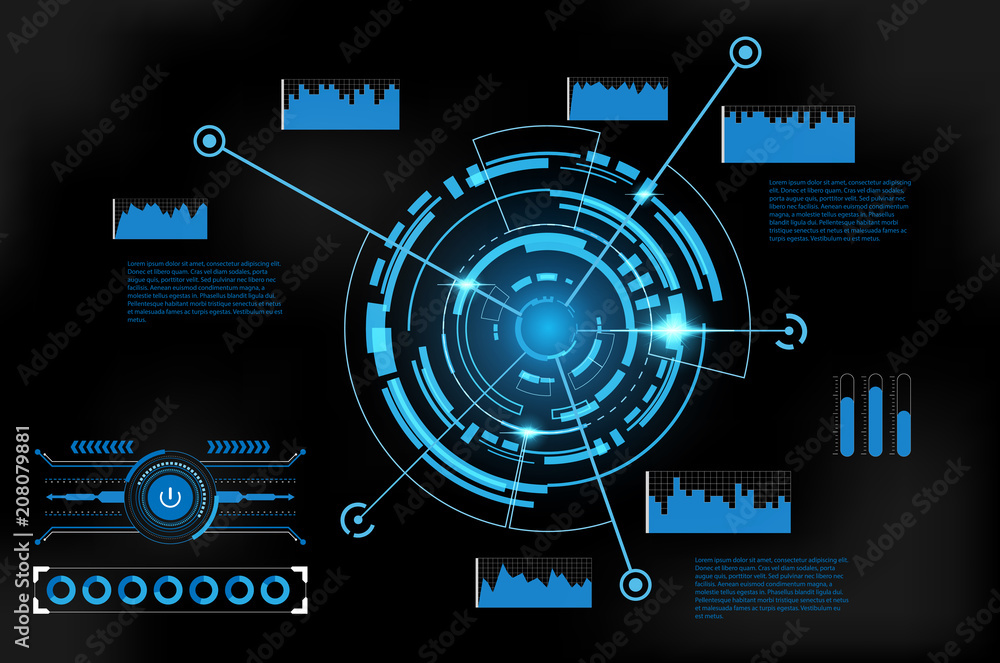Fototapete abstract technology futuristic interface.element of digital ui.vector and illustration