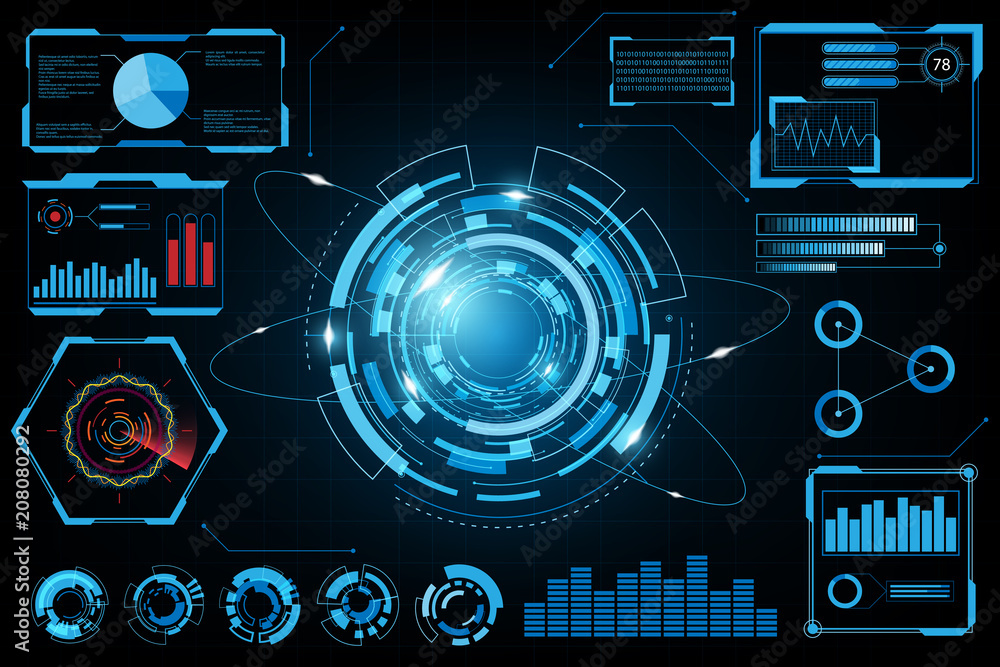 Fototapete abstract technology futuristic interface.element of digital ui.vector and illustration