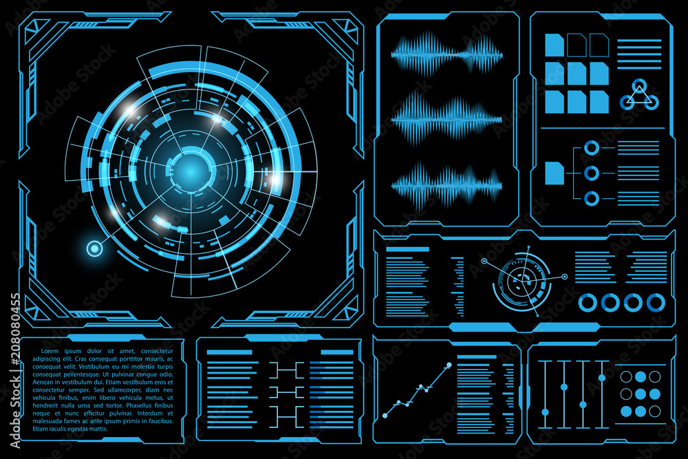 Fototapete abstract technology futuristic interface.element of digital ui.vector and illustration