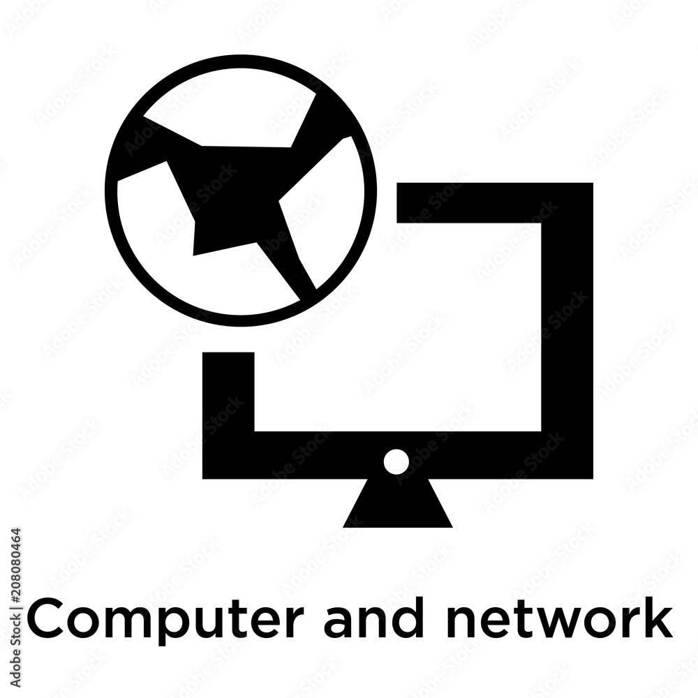Poster computer and network icon vector sign and symbol isolated on white background, computer and network 