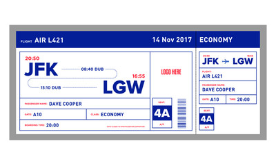 Modern and airline Boarding pass ticket design with flight time and passenger name. vector illustration.