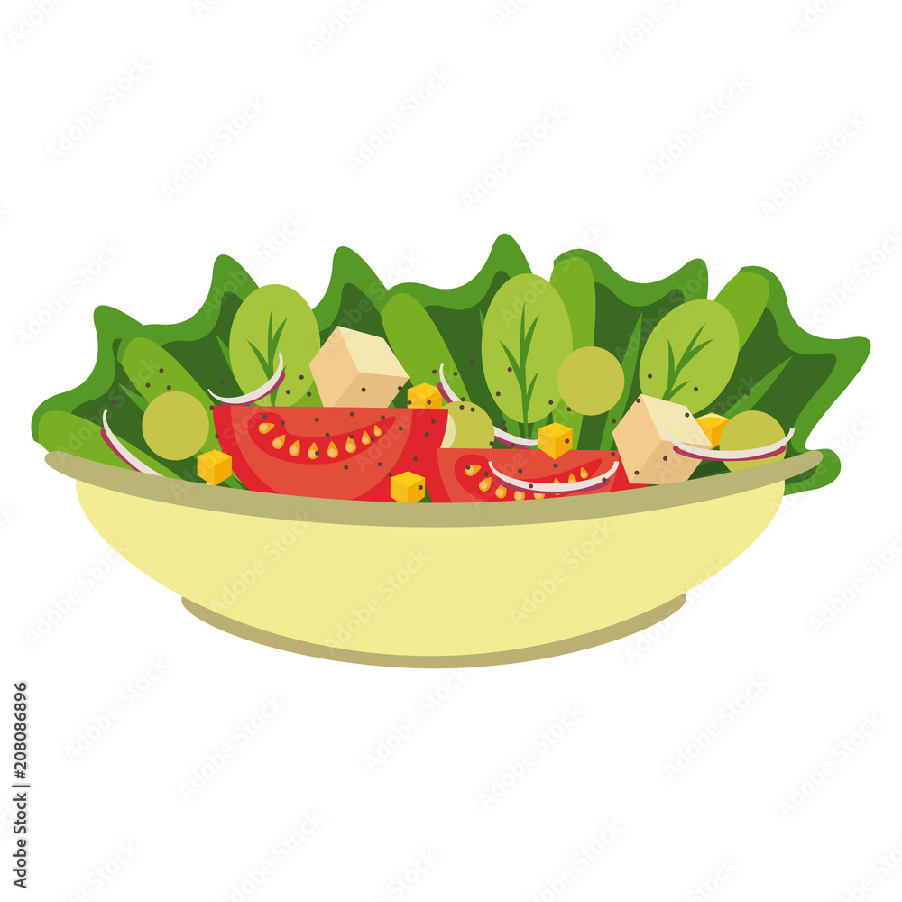 Sticker healthy vegetables salad vector illustration graphic design