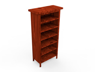 Set wooden shelf isolated on background. 3d rendering
