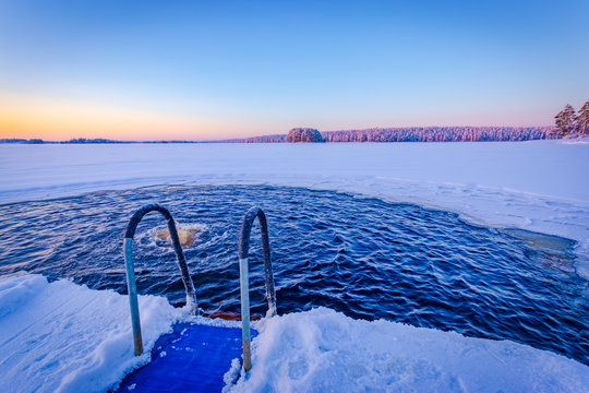 Ice Swimming Place From Kuhmo, Finland.