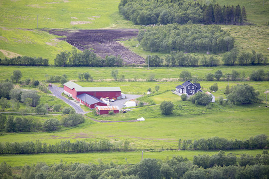 Farmland in Nordland county Northern Norway